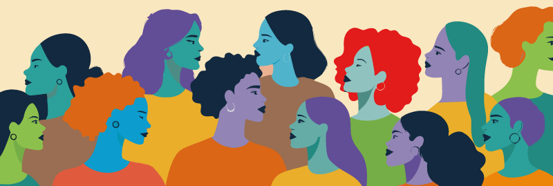 Colorful illustration of women portraits