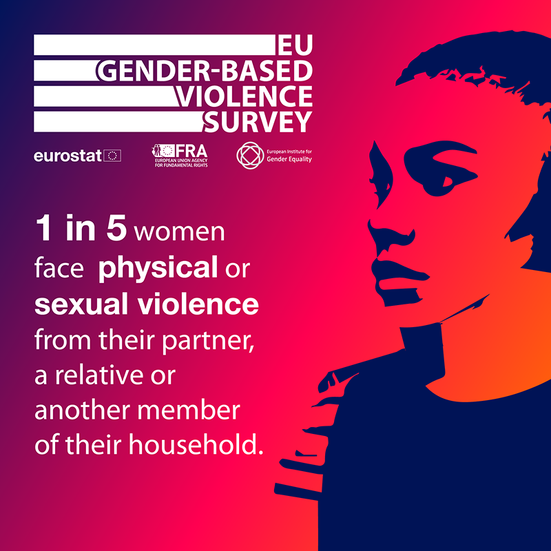 1 in 5 women face physical or sexual violence from their partner, a relative or another member of their household.