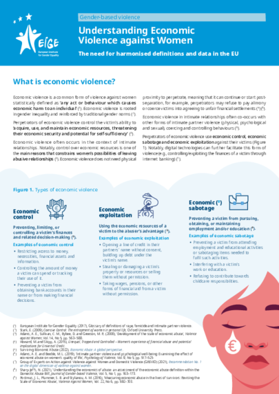 Understanding Economic Violence against Women: The need for harmonised definitions and data in the EU